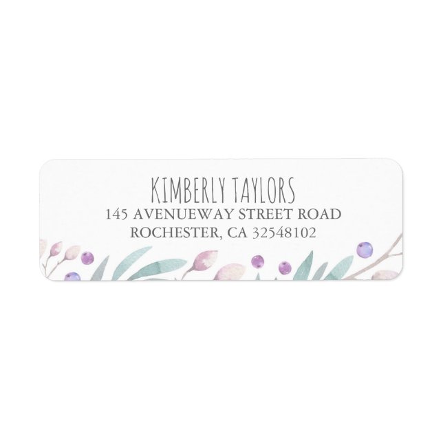 watercolor branches and berries woodland label (Front)