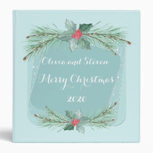 Watercolor branches of spruce, Christmas 3 Ring Binder