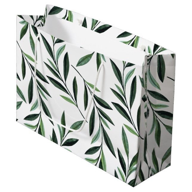 Watercolor Branches Pattern Large Gift Bag (Front Angled)