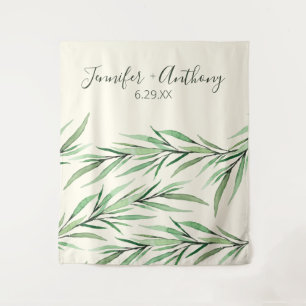 Watercolor Branches Personalized Wedding Backdrop