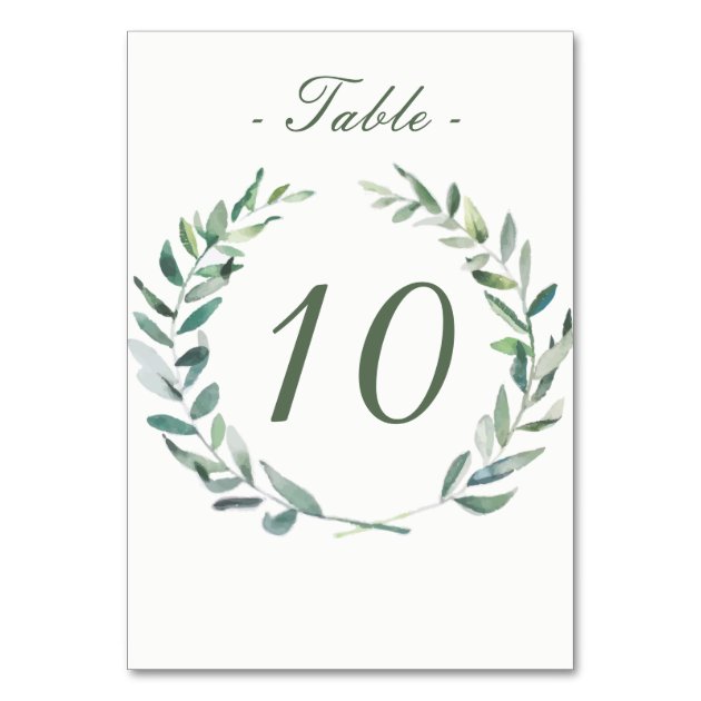 Watercolor Branches Table Number Card