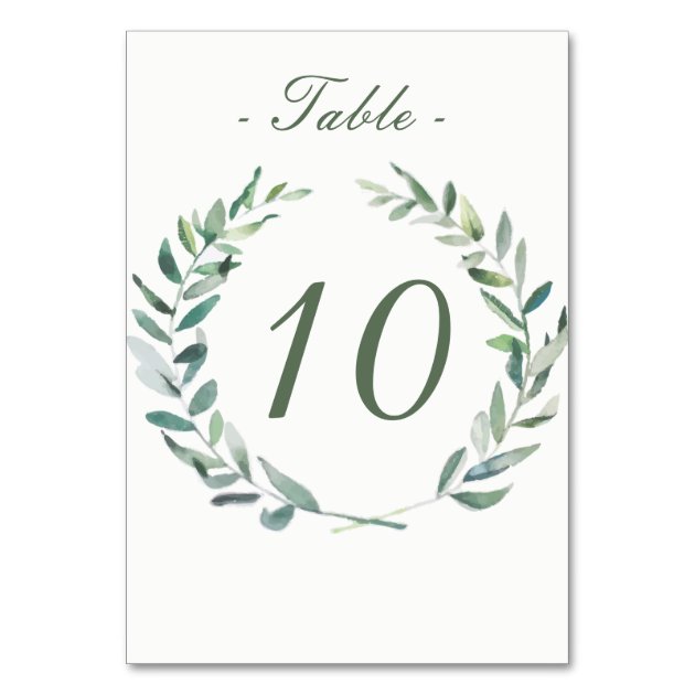 Watercolor Branches Table Number Card
