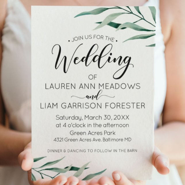 Watercolor Branches Wedding Invitation (Creator Uploaded)