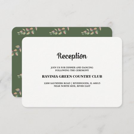 Watercolor Branches Wedding Reception Card