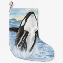 Watercolor Breaching Orca Whale