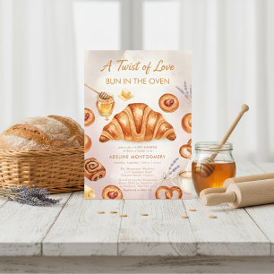 watercolor bread Bun in the Oven Baby Shower Invitation