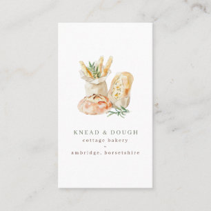 Watercolor Bread Cottage Bakery Business Card