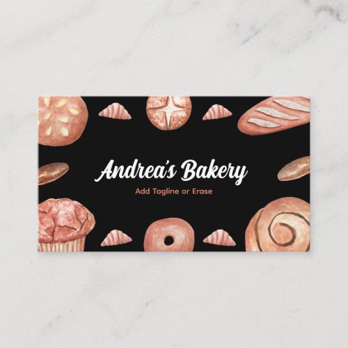 Watercolor Bread Loaf  Pastry Baker Chef Bakery B Business Card
