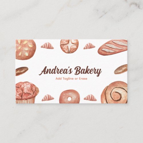 Watercolor Bread Loaf  Pastry Baker Chef Bakery Business Card