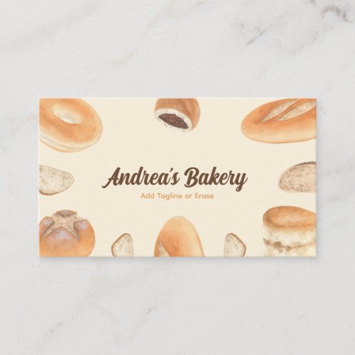 Watercolor Bread Loaves Bakery Baked Goods Baker Business Card