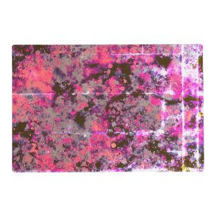Watercolor Brick Black Pink Paint Splash Abstract Placemat