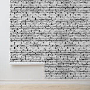 Watercolor Bricks Patterns Black White Elegant Wallpaper