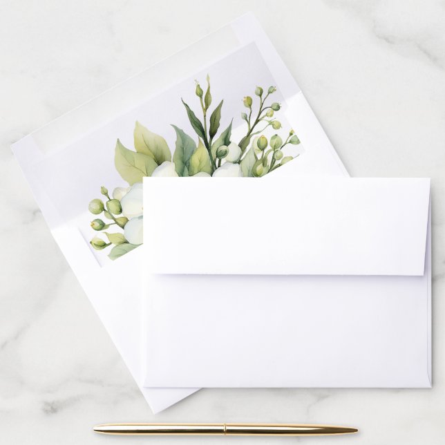 Watercolor Bridal Apple Blossoms Envelope Liner (Desk)
