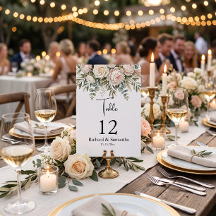 Watercolor, bridal banquet  table number