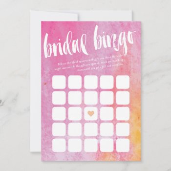 Watercolor Bridal Bingo Game Card by blush_printables at Zazzle