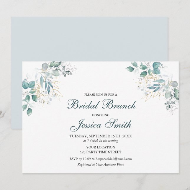 Watercolor Bridal Brunch Invitation (Front/Back)