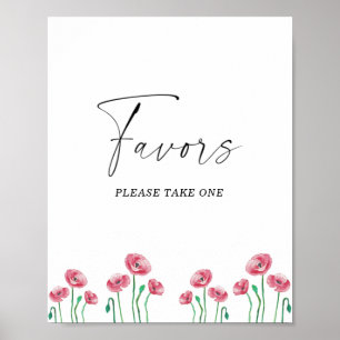 Watercolor bridal favors please take one poster