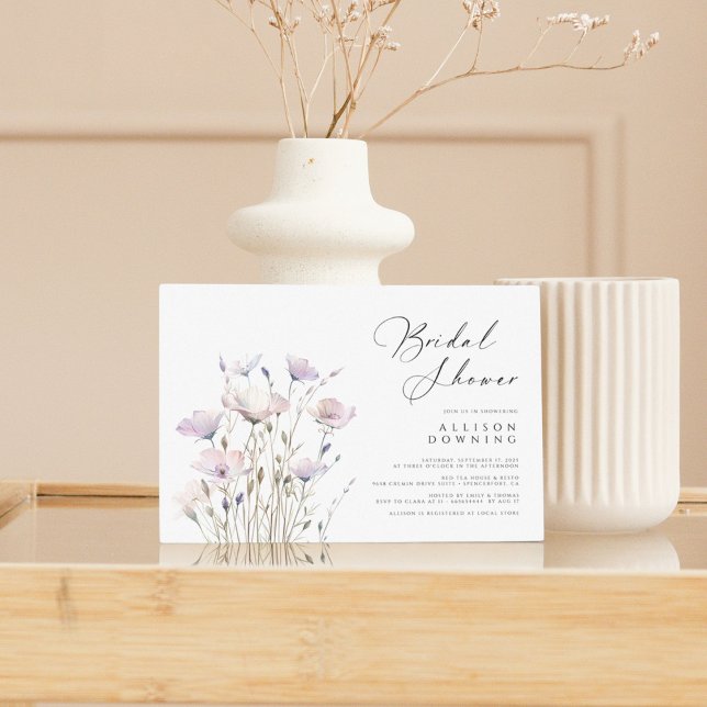 Watercolor Bridal Shower (Elegant Script, White) Invitation (Personalized Watercolor Bridal Shower (Elegant Script, White) Invitation)