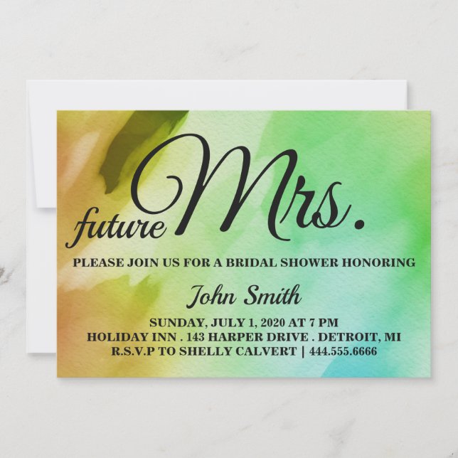 Watercolor Bridal Shower future Mrs. Invitation (Front)
