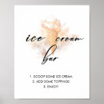 Watercolor  Bridal Shower Ice Cream Bar Sign<br><div class="desc">She's been scooped up! This elegant collection of Bridal Shower stationary features a watercolor ice cream design. It is accented by a modern script and blush pink. Modern gold splashes and ice cream are sure to wow the bride!</div>
