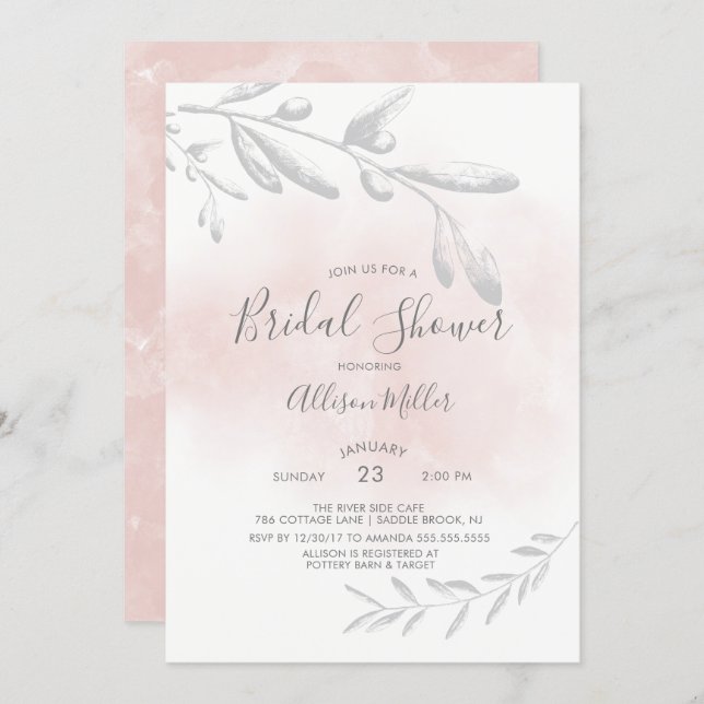 Watercolor Bridal Shower Invitation (Front/Back)