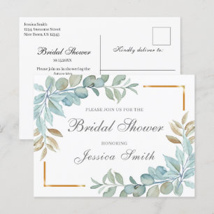 Watercolor Bridal Shower Invitation Postcard