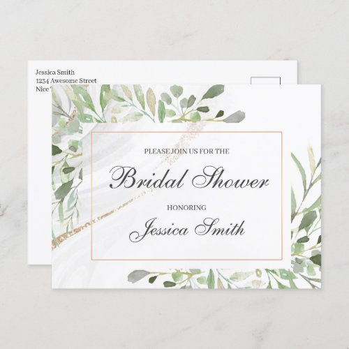 Watercolor Bridal Shower Invitation Postcard