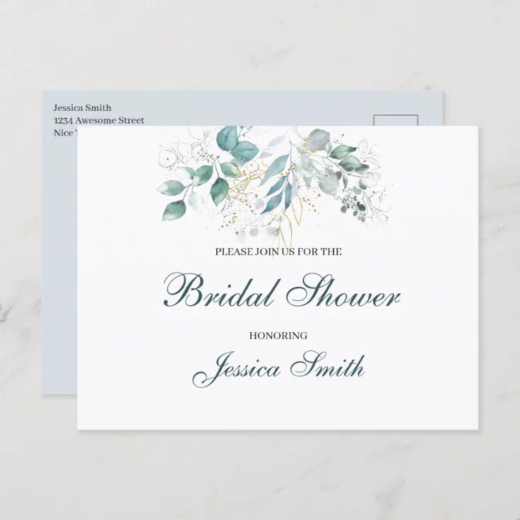 Watercolor Bridal Shower Invitation Postcard Zazzle