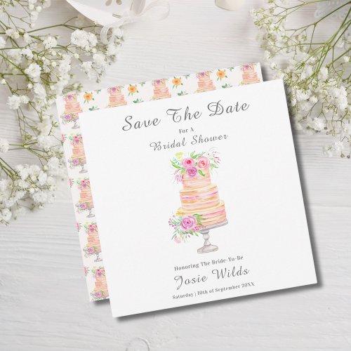 Watercolor Bridal Shower Layered Cake With Roses Save The Date