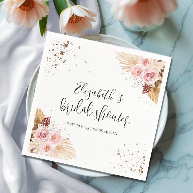 Watercolor Bridal Shower Napkins | Boho Floral (Creator Uploaded)