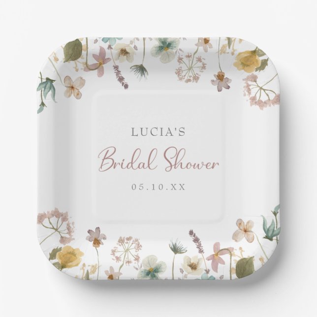 Watercolor Bridal Shower Paper Plates (Front)