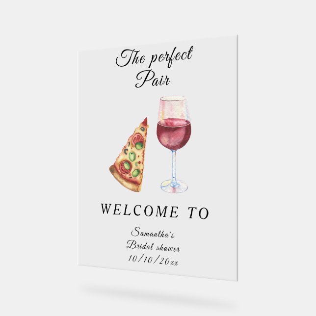 Watercolor Bridal shower Perfect Pair Welcome  Acrylic Sign (Angle)