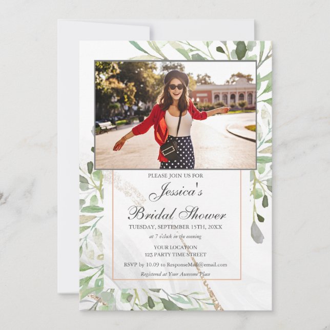 Watercolor Bridal Shower PHOTO Invitation (Front)