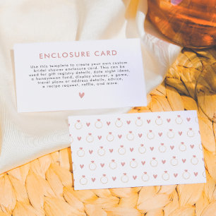 Watercolor Bridal Shower Ring & Heart Enclosure Card