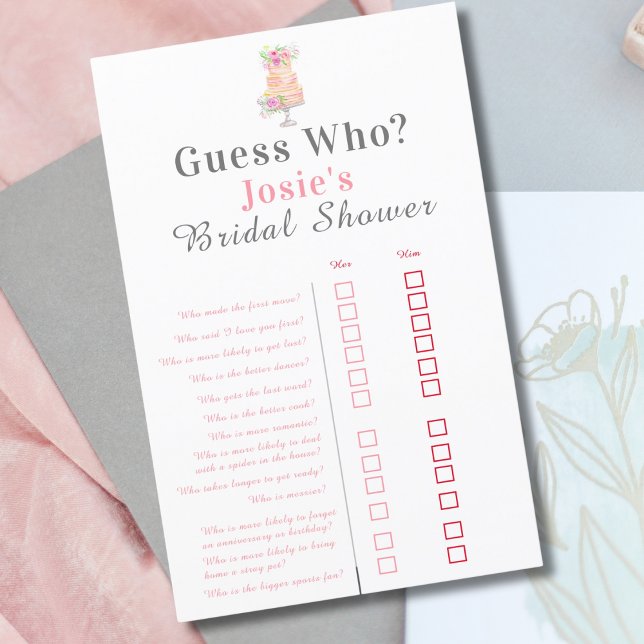 Watercolor Bridal Shower  Rose Cake Guess Who? (Creator Uploaded)