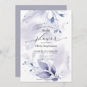 Watercolor Bridal Shower Rustic Violet Foliage  Invitation