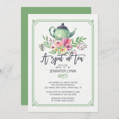 Watercolor Bridal Shower Spot of Tea Shower Invite