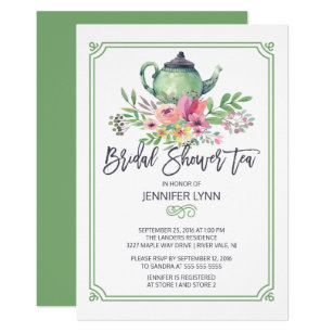 Wedding Tea Invitations Announcements Zazzle Watercolor Bridal Shower Tea Wedding Invite