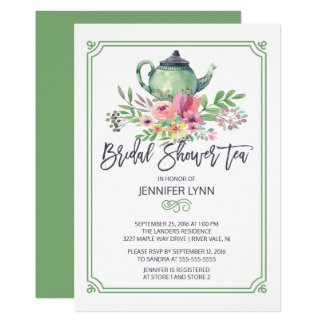 Wedding Tea Invitations Announcements Zazzle Watercolor Bridal Shower Tea Wedding Invite