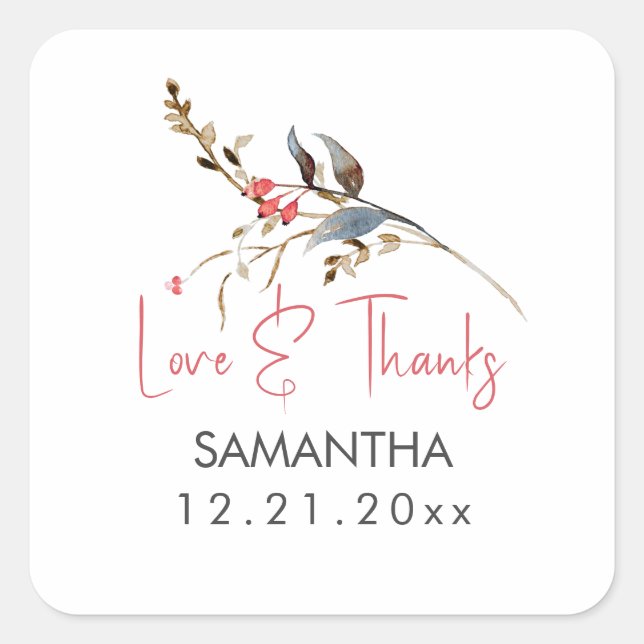 Watercolor Bridal Shower Thank You Stickers (Front)