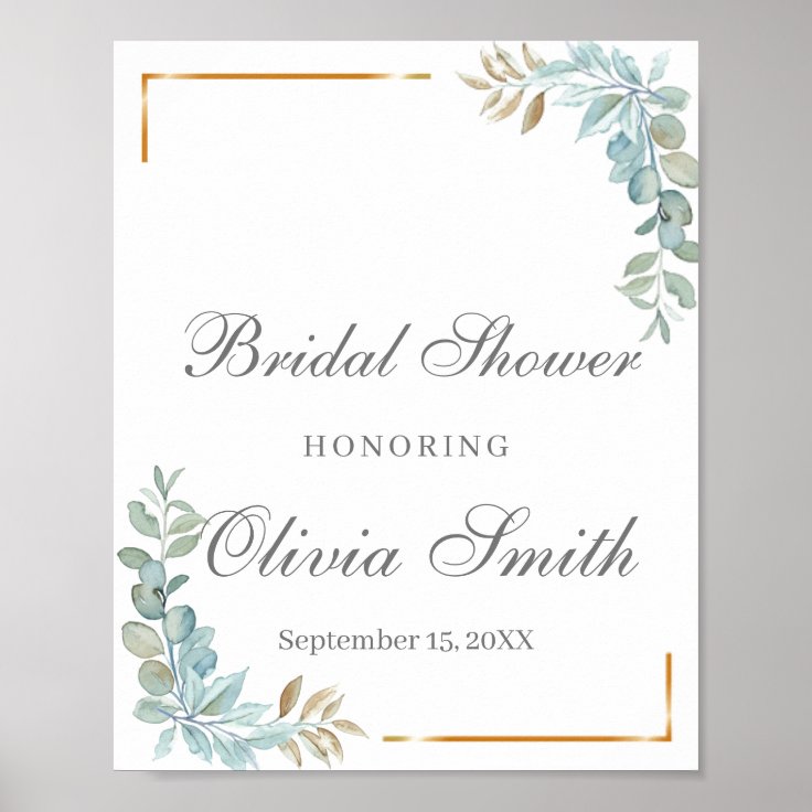 Watercolor Bridal Shower Welcome Poster Sign Zazzle