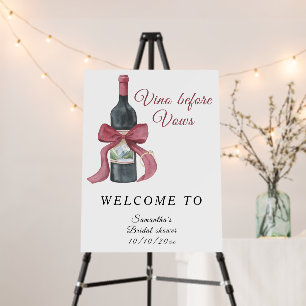 Watercolor Bridal shower Wine Bow Welcome  Foam Board
