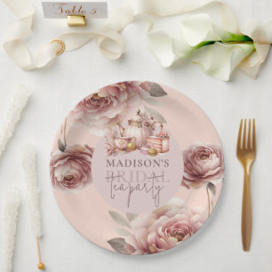 Watercolor Bridal Tea Shower Personalized Paper Plates