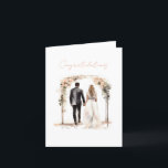 Watercolor Bride and Groom Congratulations Card<br><div class="desc">Celebrate the joyous occasion with this Watercolor Bride and Groom Wedding Illustration Congratulations Card. This beautiful card features a stunning watercolor style illustration of a bride and groom, capturing the essence of love and happiness. With its vibrant colors and artistic details, it serves as a heartfelt way to congratulate the...</div>