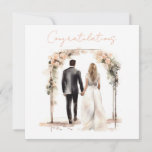 Watercolor Bride and Groom Congratulations Card<br><div class="desc">Celebrate the joyous occasion with this Watercolor Bride and Groom Wedding Illustration Congratulations Card. This beautiful card features a stunning watercolor style illustration of a bride and groom, capturing the essence of love and happiness. With its vibrant colors and artistic details, it serves as a heartfelt way to congratulate the...</div>