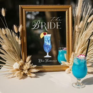 Watercolor Bride Cocktail Wedding Bar Sign Cling