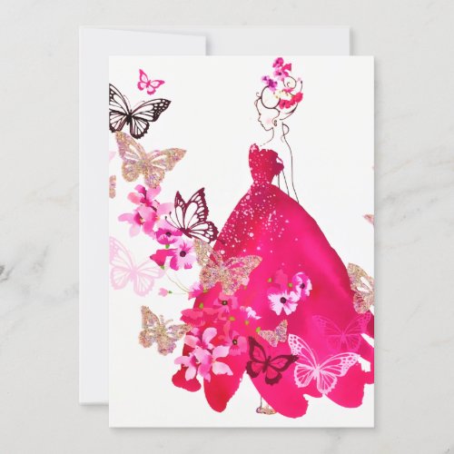 Watercolor Bride Floral Butterfly Gold Glitter Holiday Card