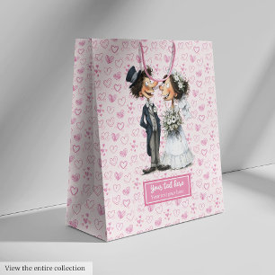 Watercolor Bride Groom Gift Bag Wedding Humor