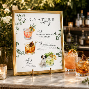 Watercolor   Bride & Groom Signature Drink Poster