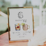 Watercolor | Bride & Groom Signature Drink Poster<br><div class="desc">Personalize this sign with the names of the bride and groom and their favorite drink choice. Different cocktail illustrations can be made by request. Add your custom wording to this design by using the "Edit this design template" boxes on the right-hand side of the item or click the blue "Customize...</div>